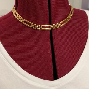Napier Gold Tone Choker Necklace 16 Inch Fold Over
